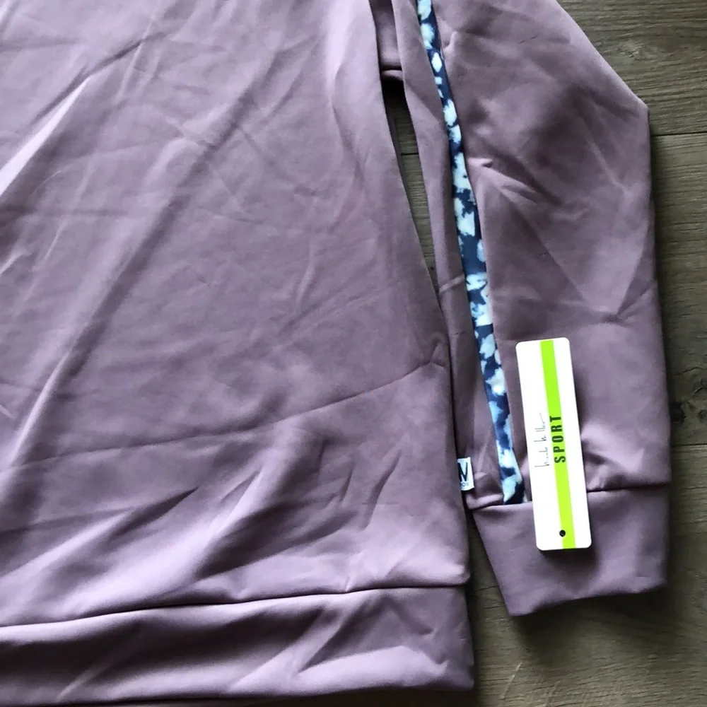NWT Nicole Miller Sport Purple Scuba Striped Activewear Sweatshirt Extra Large - Picture 4 of 6
